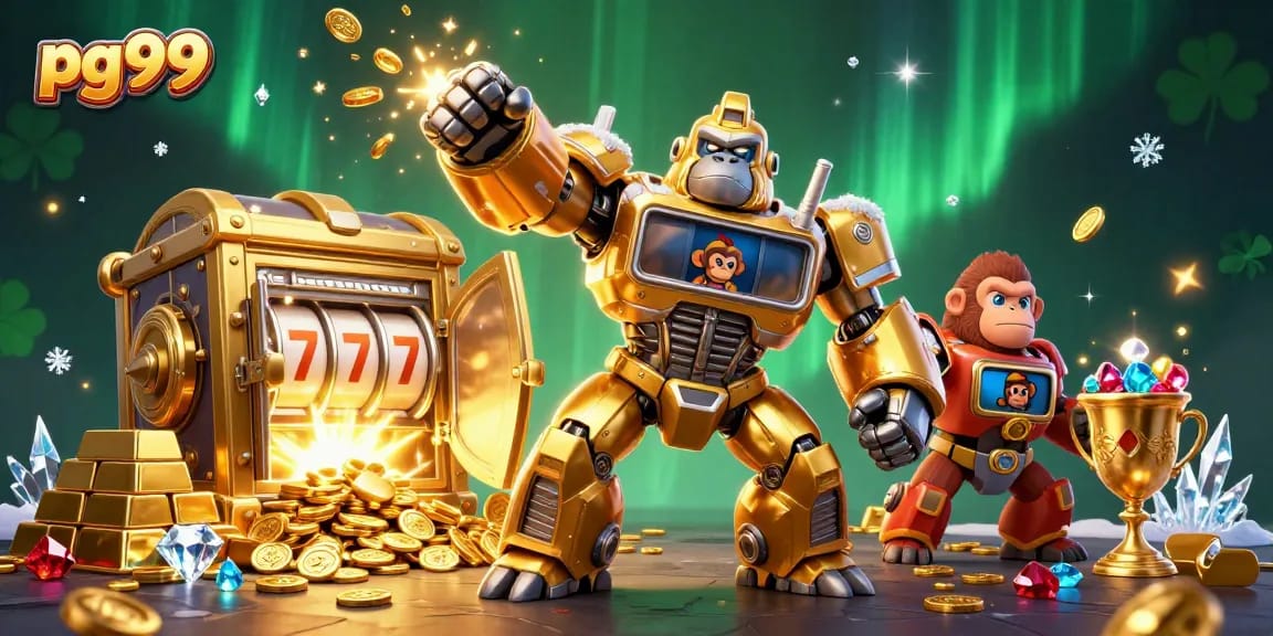 Win big at pg99 with exciting slot adventures featuring a golden gorilla mech!