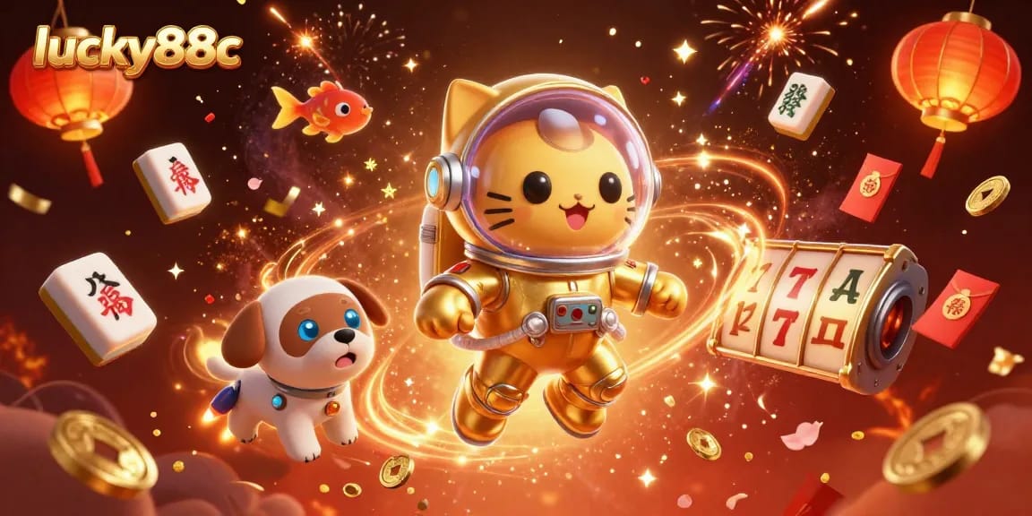 Spin and win with lucky88c in a vibrant online casino adventure illustration.