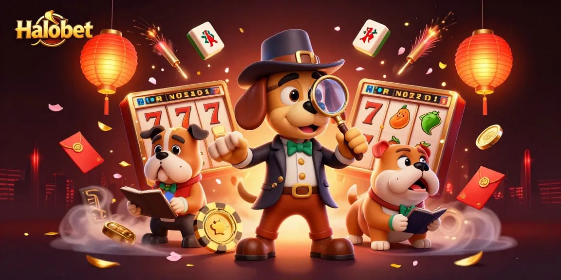 Halobet showcases exciting slot games with lucky wins and vibrant casino elements.