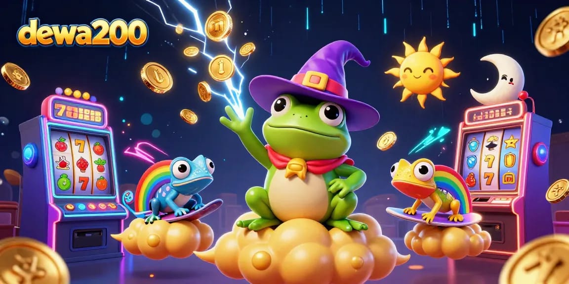 dewa200 menyajikan ilustrasi kasino 3D penuh warna dengan karakter menarik dan mesin slot