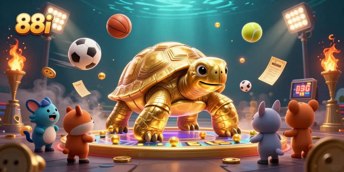 Experience exciting gameplay with 88i in this vibrant 3D casino scene filled with dynamic sports action.