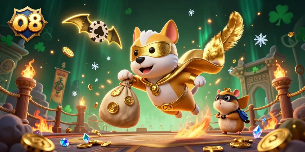 Experience the thrill of winning big with o8's vibrant casino adventure featuring golden coins and dynamic action.