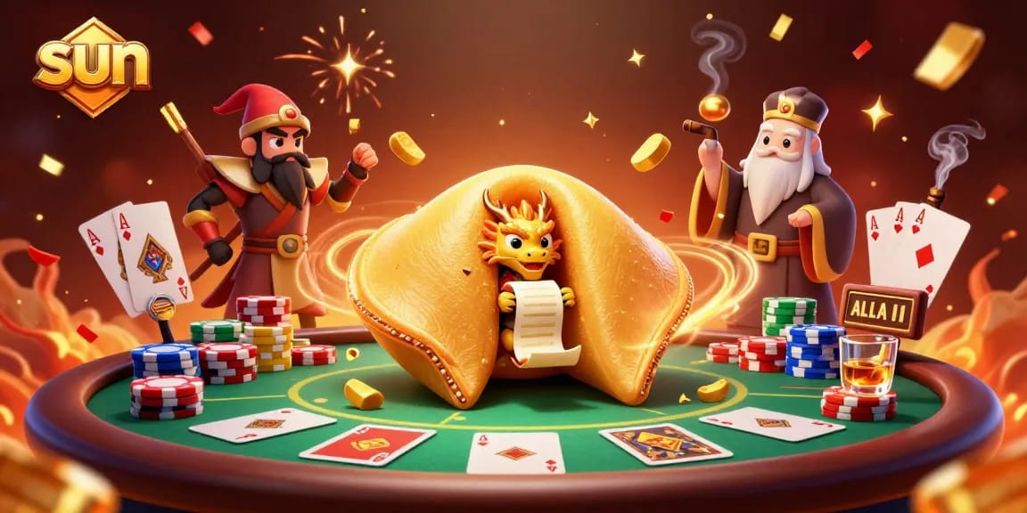 Experience exciting poker action with sun-themed elements in this vibrant 3D illustration.