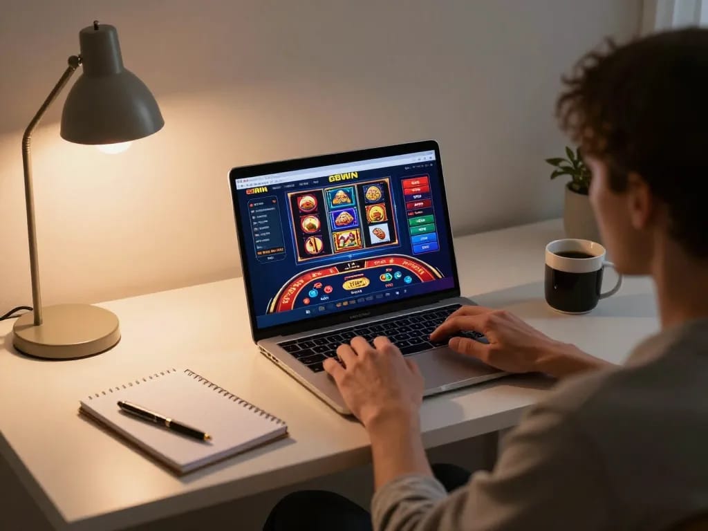 Player enjoying a thrilling game session on 68WIN's online casino platform from home