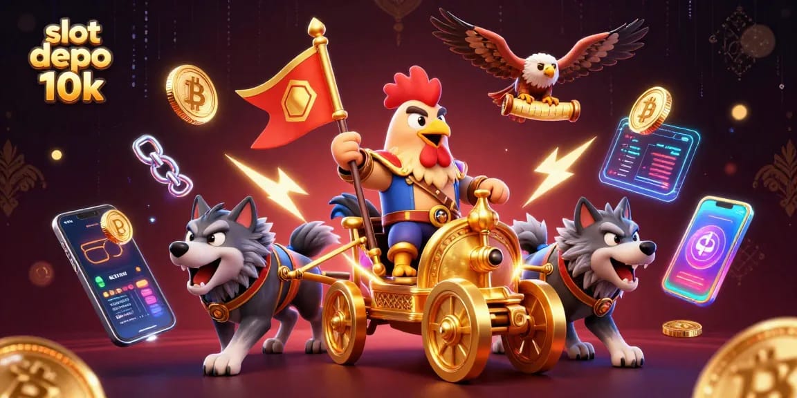 Engage in winning gameplay at slot depo 10k with vibrant 3D characters and elements surrounding them.