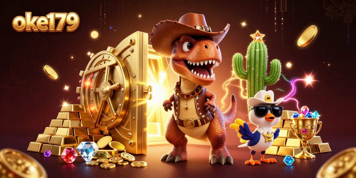 Join the action with oke179 in this vibrant 3D casino adventure, featuring treasures and lively characters!