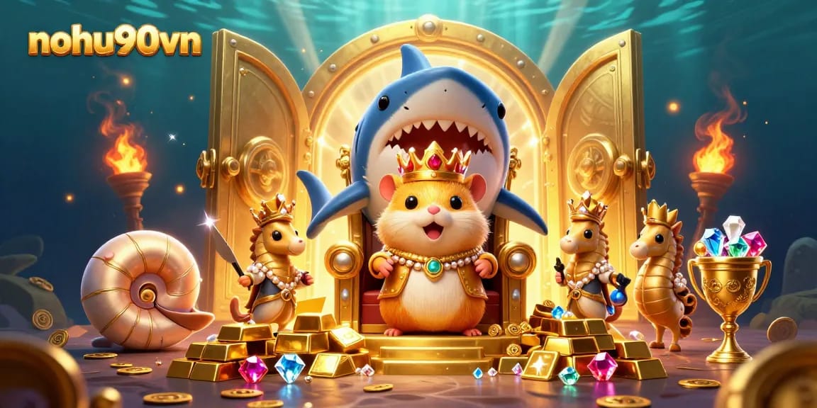 Discover how nohu90vn's colorful characters thrive in the casino jackpot realm, showcasing vibrant gold and treasures.