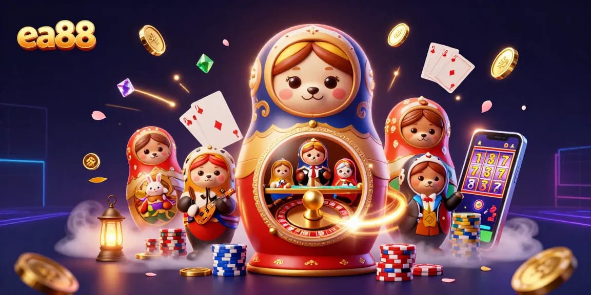 Win big at ea88 with exciting jackpots and colorful casino elements in a vibrant illustration.