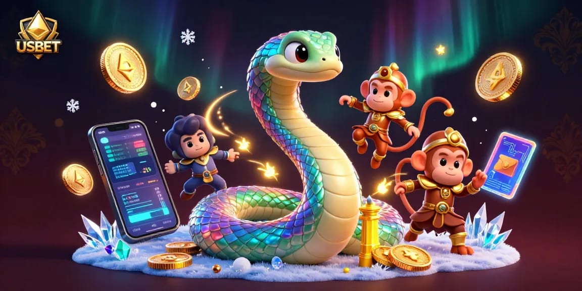 Experience winning moments at USBET with vibrant 3D legendary creatures and crypto coins.