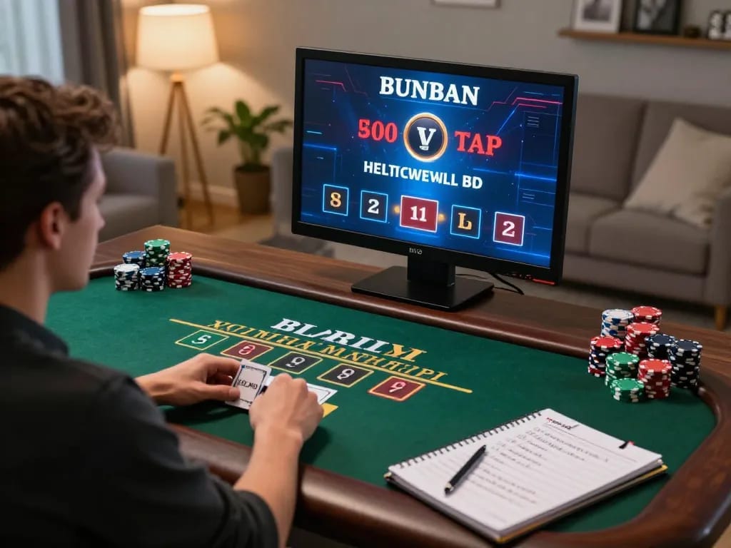 Player enjoying engaging online blackjack session at 789win with strategic insights.