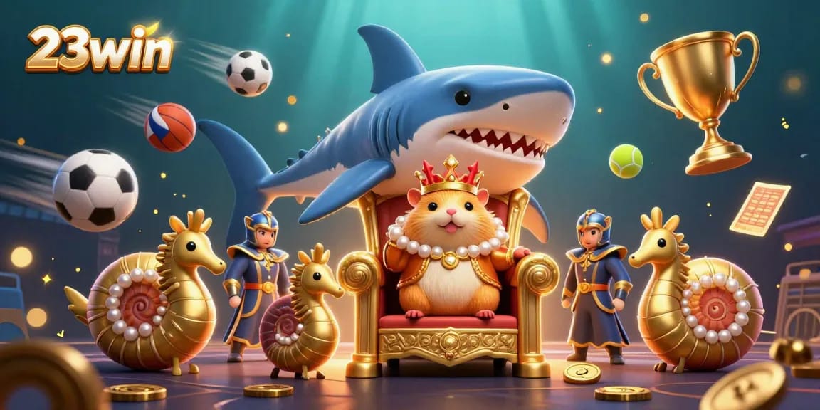 Experience thrilling sports betting with 23win while the golden hamster king leads the game.