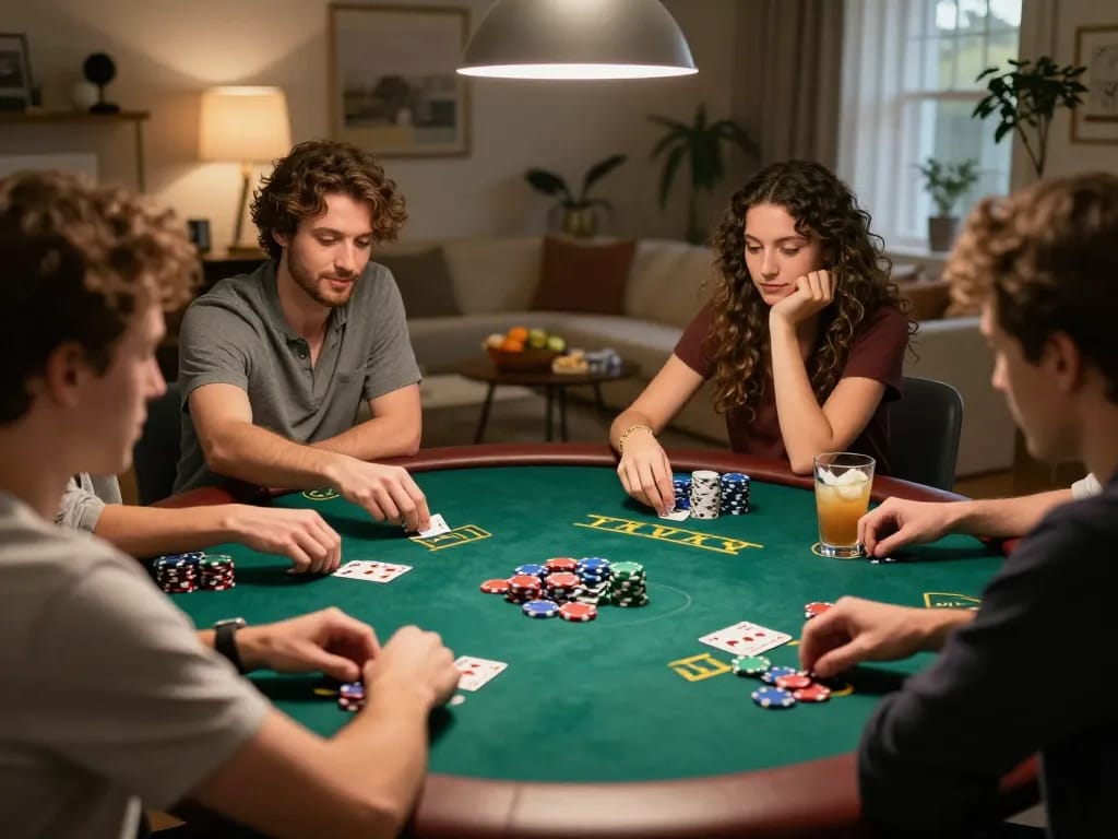 Engage in strategic gameplay with friends at soc88 poker night, vibrant atmosphere and lively competition