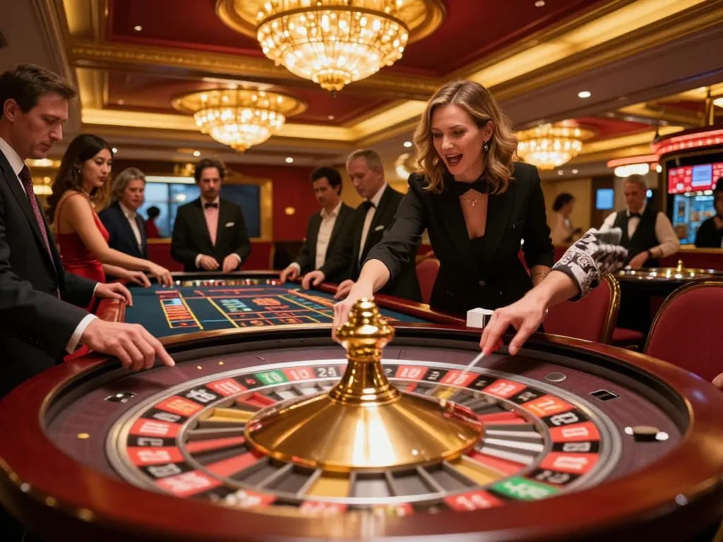 Players engaging at SC 88 roulette table, capturing the thrill of casino gaming.