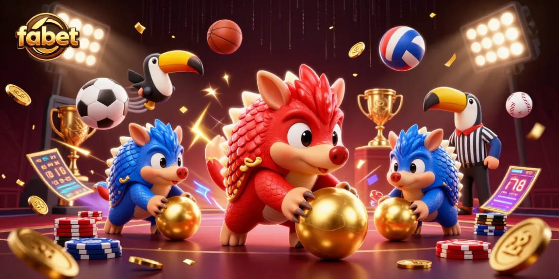 Engaging gameplay at fabet with rival pangolins, sports balls, and vibrant casino elements.
