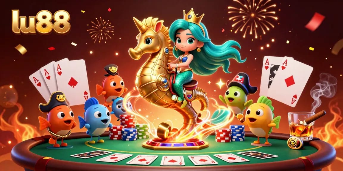 Experience thrilling gaming adventure at lu88 with vibrant casino elements and a mermaid princess.