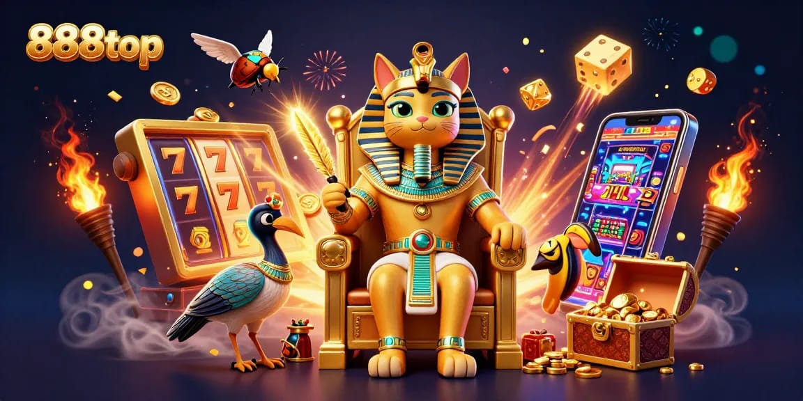Experience the thrill of winning with 888top in this vibrant 3D casino scene filled with dynamic energy.