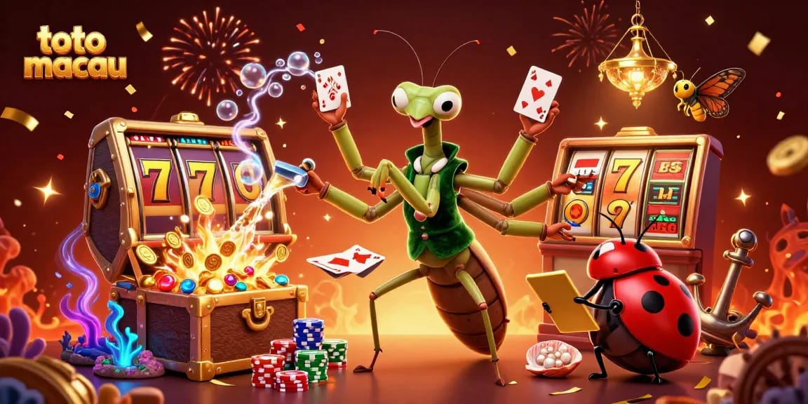 Experience thrilling gameplay at toto macau with our exciting 3D illustration of slots, cards, and vibrant casino elements.