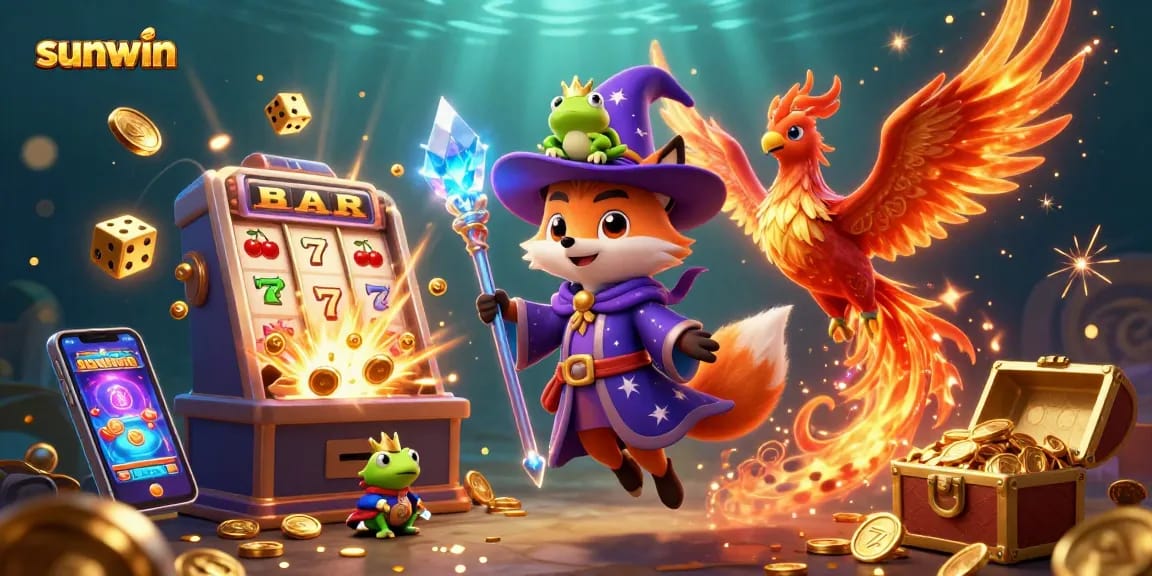 Experience thrilling gameplay at sunwin with a wizard fox and a phoenix amid a jackpot explosion.