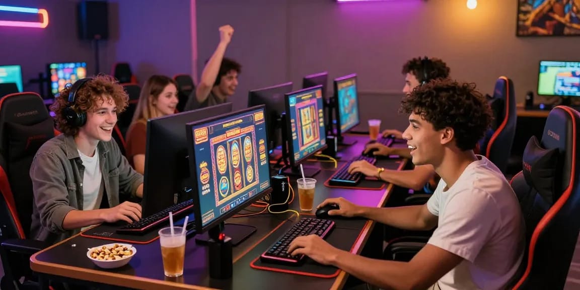 Gathering of friends enjoying gaming at a credit card casino, highlighting excitement and camaraderie at https://ecpc.org.uk.