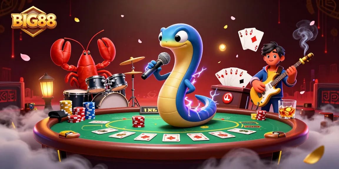 Experience the excitement at BIG88 with a vibrant casino scene featuring unique underwater characters.