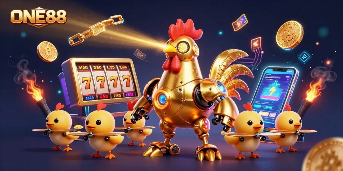 Get ready to win with ONE88's exciting slots and futuristic casino elements in an engaging 3D scene.