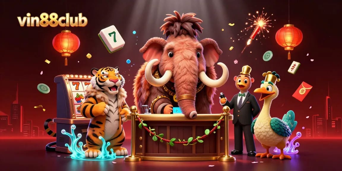 Engage with vin88club's vibrant casino wonderland featuring lively characters and rich game elements.