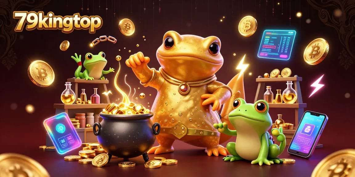 Experience thrilling gaming at 79kingtop with golden alchemy and vibrant crypto elements
