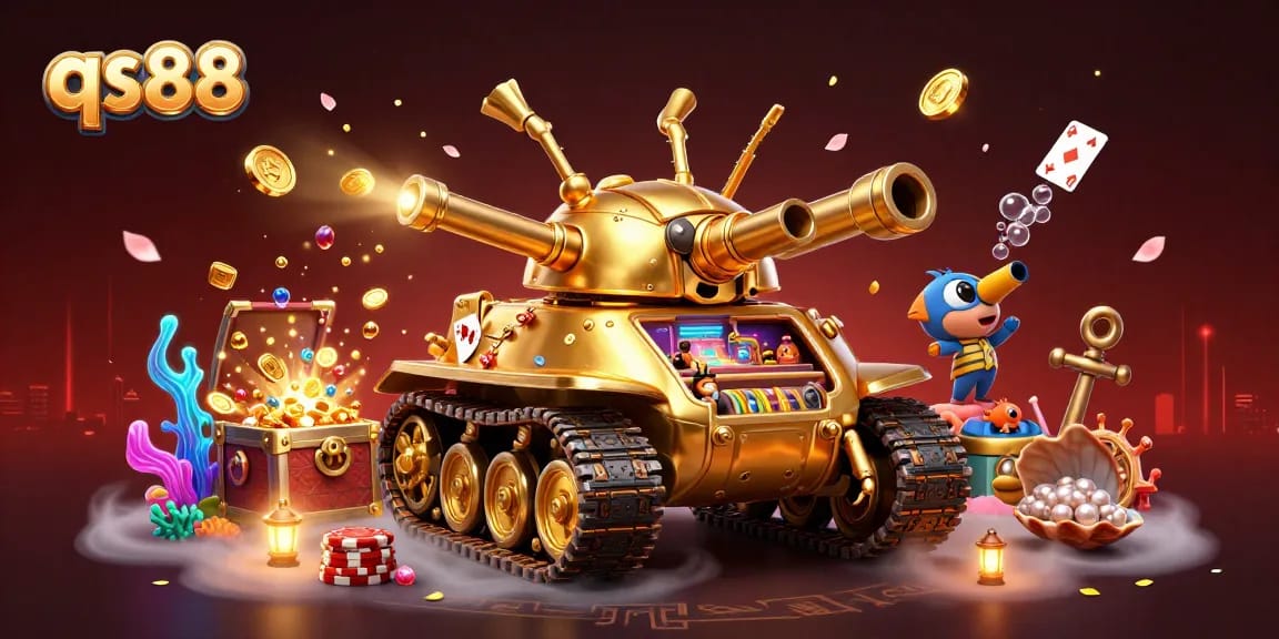Engage with qs88's thrilling miniature casino experience inside a golden beetle tank.