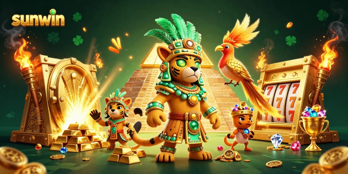 Experience thrilling wins at sunwin with an enchanting 3D Mayan casino illustration.