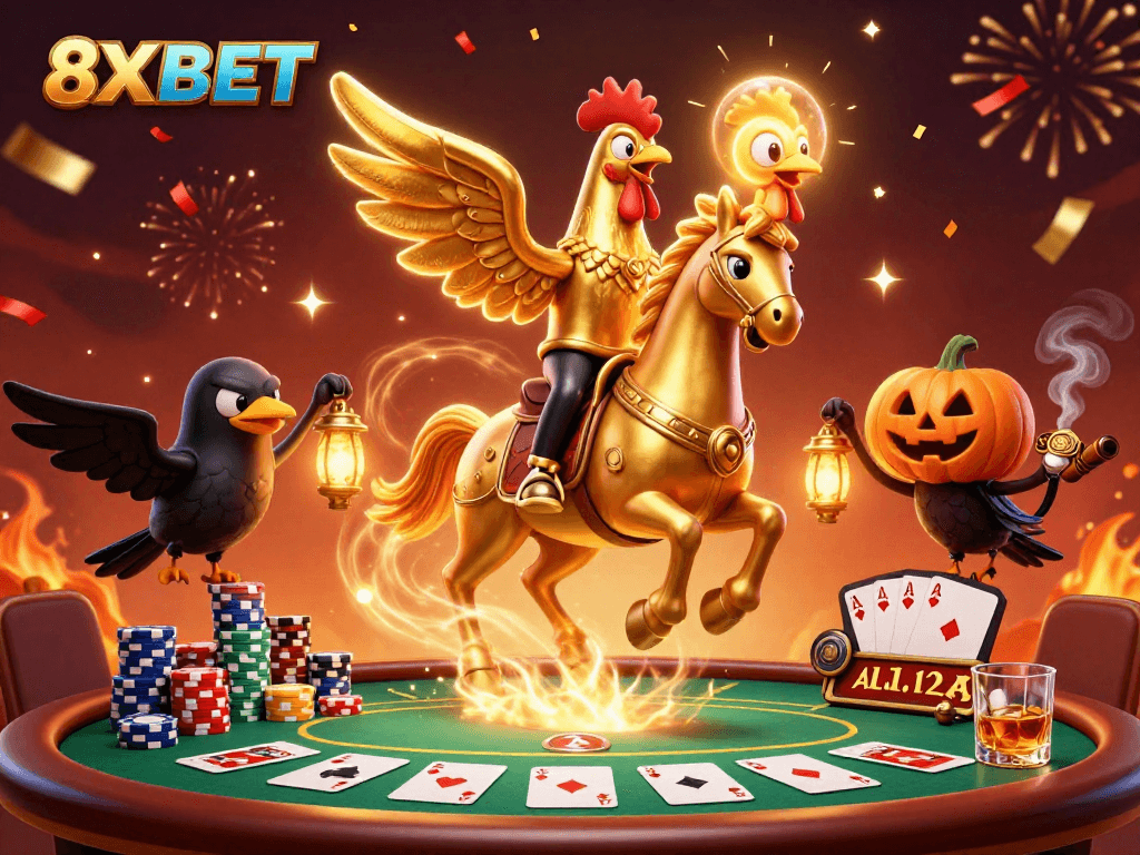Experience thrilling gameplay at 8XBET with dynamic poker tables and vibrant casino elements.