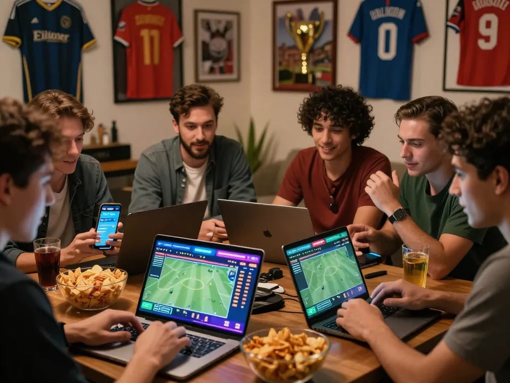Suasana taruhan olahraga online yang menarik dengan kegembiraan sbobet100, teman-teman menikmati platform mobile SBOBET