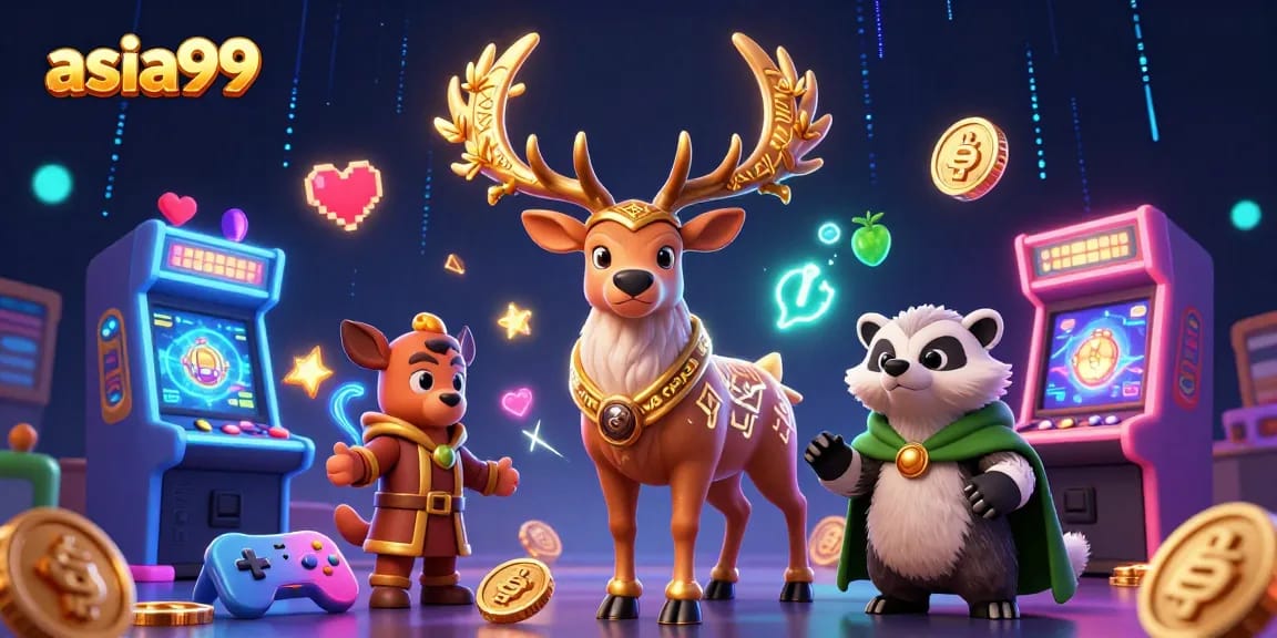 Experience the thrilling world of asia99 with vibrant arcade elements and magical characters.