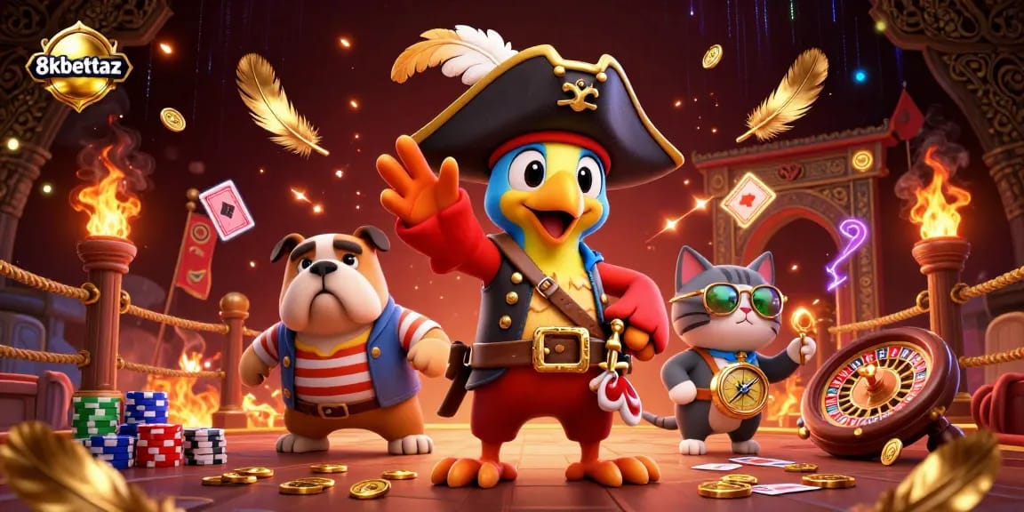 Experience thrilling gambling with 8xbettaz featuring pirates, casino elements, and vibrant energies.