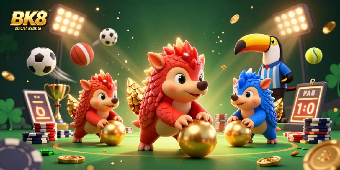 Experience thrilling gameplay at BK8 official website with rival pangolins in an exciting gambling scene.
