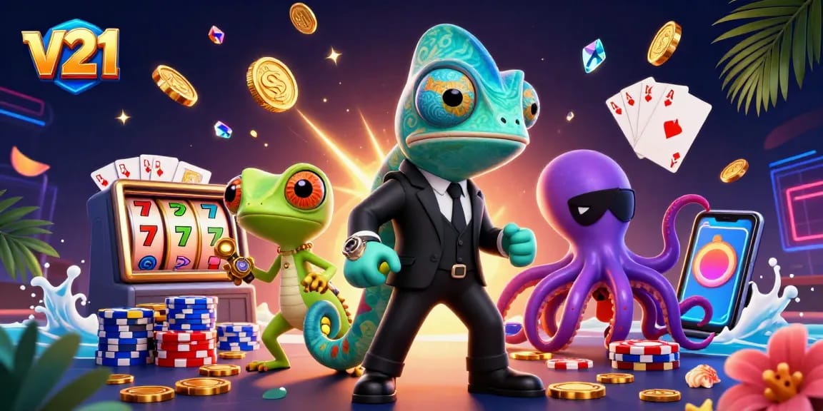 Permainan slot teratas di v21 dengan chameleon agen rahasia, gecko pintar, dan monster gurita!