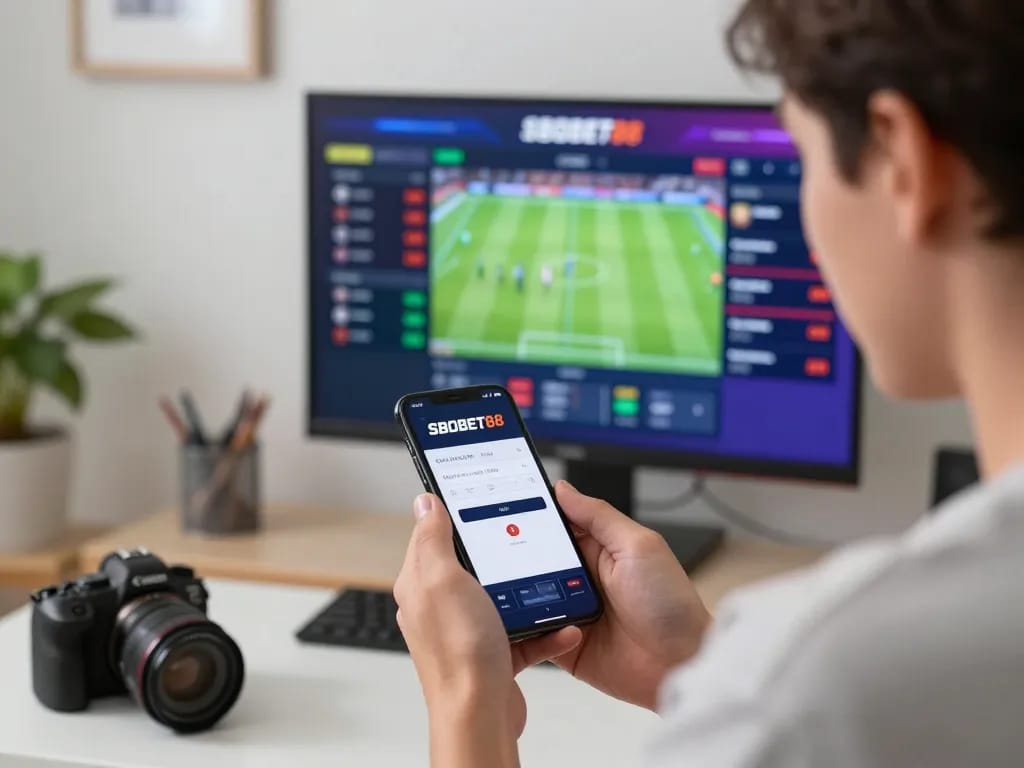 SBOBET88 login interface displayed on smartphone for dynamic sports betting experience