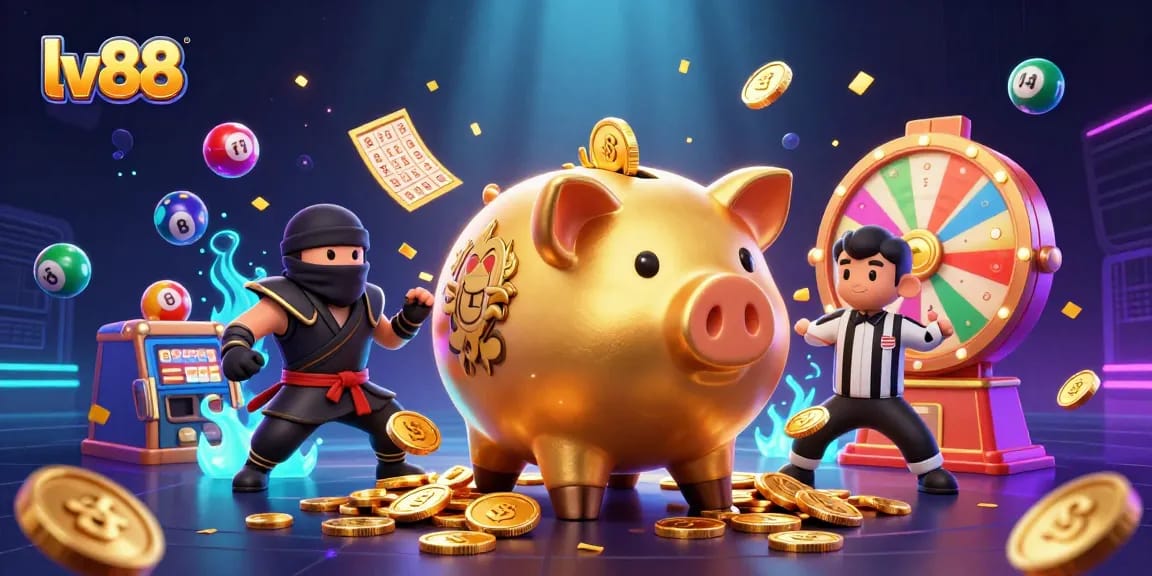 Engage with exciting lv88 gaming features and vibrant elements in an energetic casino scene.