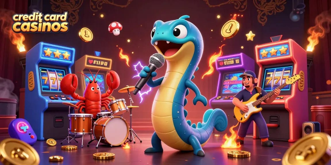 Engage in thrilling gameplay at credit card casinos featuring vibrant characters and dynamic casino elements.