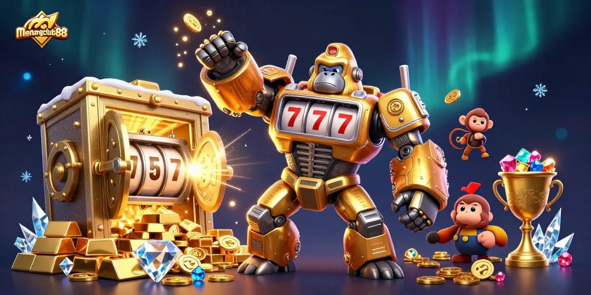 Experience thrilling wins with menangclub88's golden gorilla mech and exciting casino treasures.