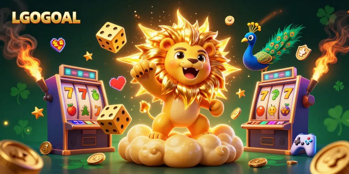 Experience thrilling gameplay with LGOGOAL, featuring vibrant slot machine elements and dynamic characters.