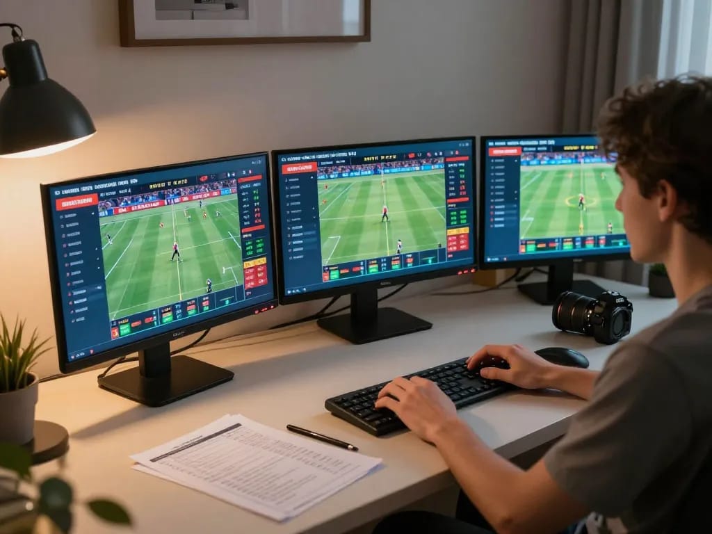 Betting on iwinbid from a stylish home office during live sports events.