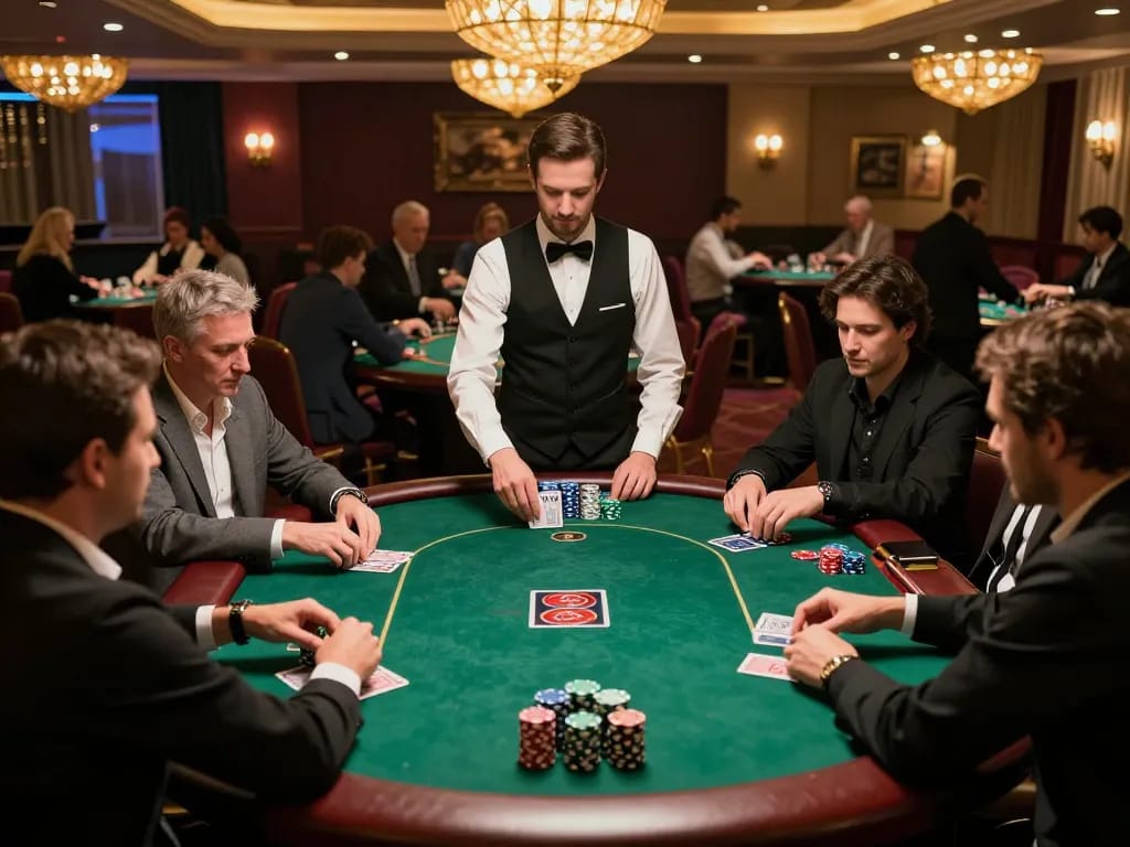 Players engaging in a strategic poker game at Hi88 casino, showcasing competitive gameplay and atmosphere