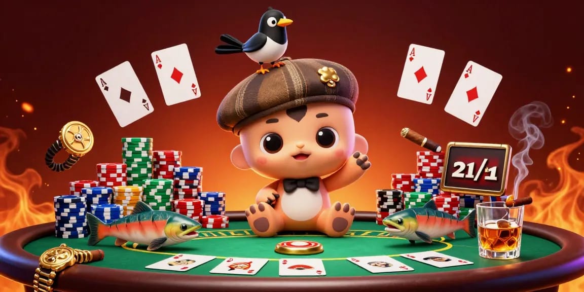 KK55 card players enjoy a vibrant poker scene with playful characters and dynamic elements.