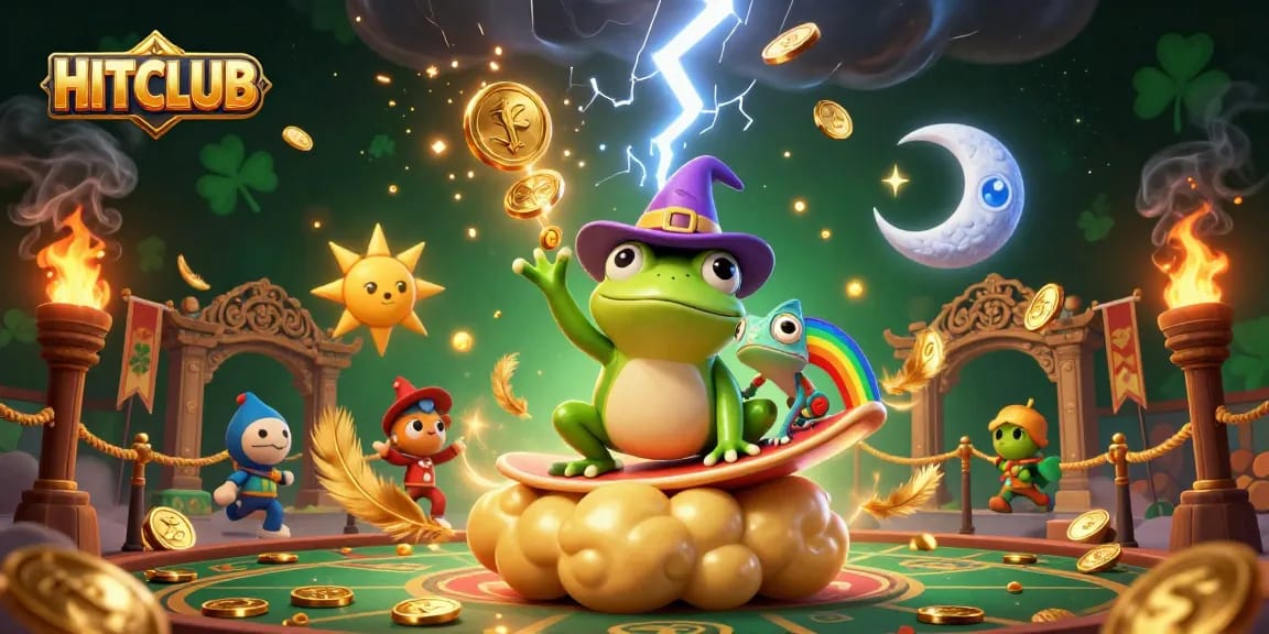 Play at HITCLUB and enjoy a vibrant 3D casino adventure filled with golden coins and rich game elements.