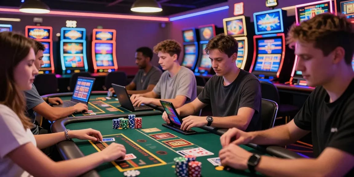 Engaged players enjoying their favorite games at credit card casinos