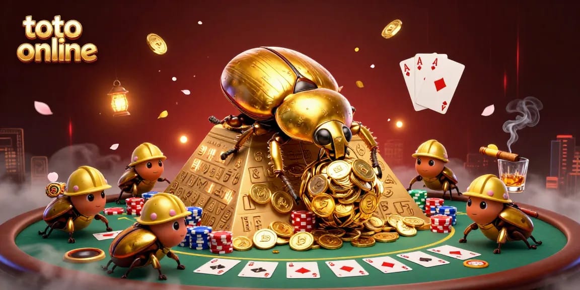 Menang dalam toto online dengan ilustrasi kasino unik dan simbol beruntung