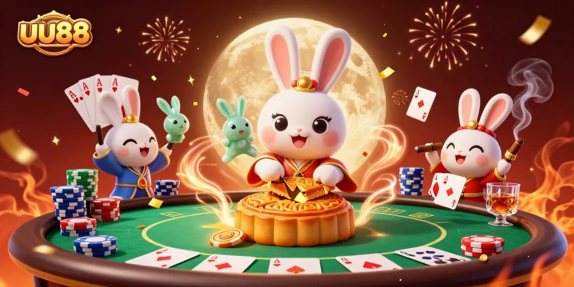 Experience winning moments at uu88 with a vibrant lunar celebration featuring poker chips and traditional elements.