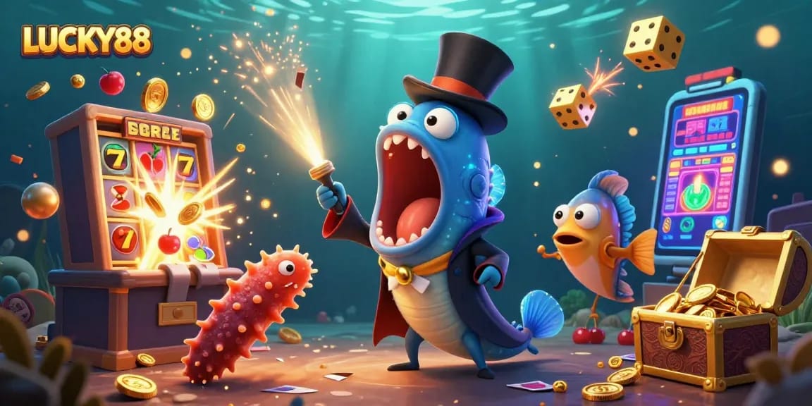Experience magical moments with LUCKY88 through a vibrant 3D casino illustration.