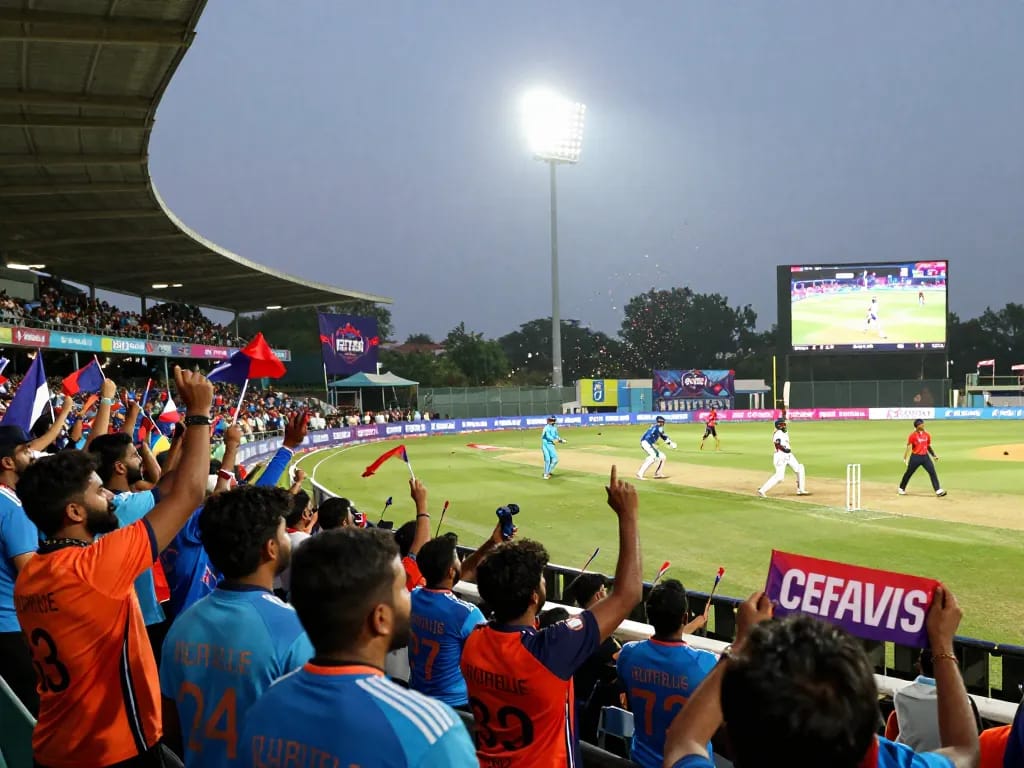 Crickex fans celebrating during T20 World Cup 2026 semi-finals with vibrant energy.