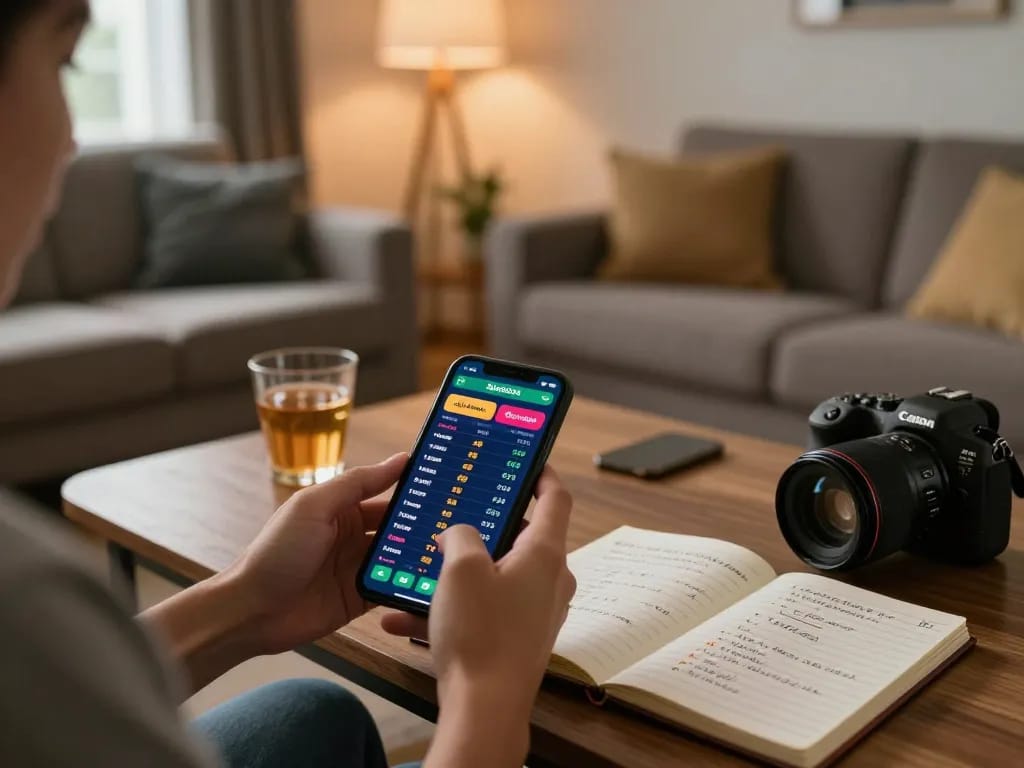 Engaging in online betting with updated keo nha cai hom nay on smartphone during a cozy home session.